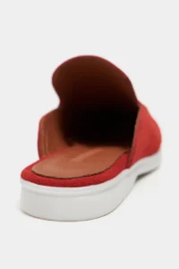Nisantasi Shoes Letty Red SUEDE Leather Flat Sole Women Loafer Slippers - Image 5