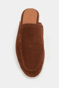 Nisantasi Shoes Letty Tan Suede Leather Flat Sole Women Loafer Slippers - Image 4