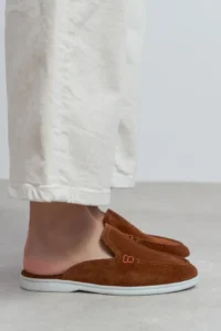 Nisantasi Shoes Letty Tan Suede Leather Flat Sole Women Loafer Slippers - Image 8