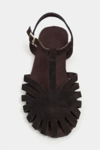 Nisantasi Shoes Arman Brown Suede Leather Suede Hair Clip Detailed Short Heels Women Sandals - Image 4