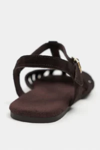 Nisantasi Shoes Arman Brown Suede Leather Suede Hair Clip Detailed Short Heels Women Sandals - Image 5