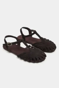 Nisantasi Shoes Arman Brown Suede Leather Suede Hair Clip Detailed Short Heels Women Sandals - Image 6