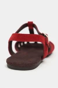 Nisantasi Shoes Arman Red SUEDE Leather Suede Hair Clip Detailed Short Heels Women Sandals - Image 5