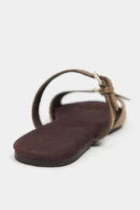 Nisantasi Shoes Calina ROME BEIGE Suede Double with buckle Flat Sole Women Slippers - Image 5