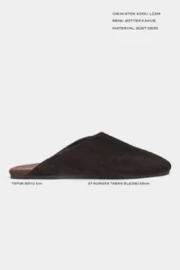 Nisantasi Shoes Liam DARK Brown Suede Leather Flat Sole Closed Women Slippers - Image 2