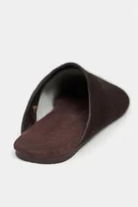 Nisantasi Shoes Liam DARK Brown Suede Leather Flat Sole Closed Women Slippers - Image 4