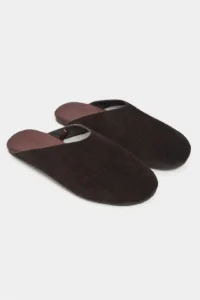 Nisantasi Shoes Liam DARK Brown Suede Leather Flat Sole Closed Women Slippers - Image 5