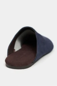Nisantasi Shoes Liam NAVY BLUE Suede Leather Flat Sole Closed Women Slippers - Image 5