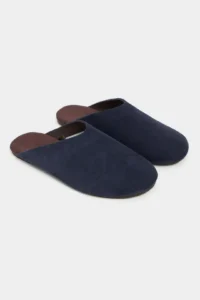 Nisantasi Shoes Liam NAVY BLUE Suede Leather Flat Sole Closed Women Slippers - Image 6
