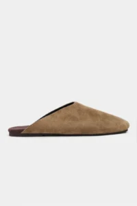 Nisantasi Shoes Liam ROME BEIGE Suede Leather Flat Sole Closed Women Slippers