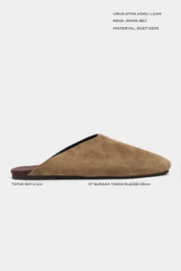 Nisantasi Shoes Liam ROME BEIGE Suede Leather Flat Sole Closed Women Slippers - Image 3