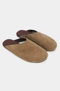 Nisantasi Shoes Liam ROME BEIGE Suede Leather Flat Sole Closed Women Slippers - Image 6