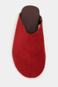 Nisantasi Shoes Liam Red SUEDE Leather Flat Sole Closed Women Slippers - Image 4