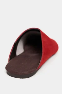Nisantasi Shoes Liam Red SUEDE Leather Flat Sole Closed Women Slippers - Image 5