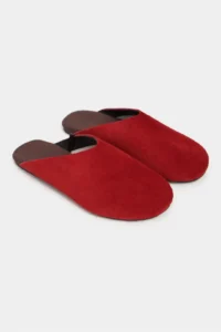 Nisantasi Shoes Liam Red SUEDE Leather Flat Sole Closed Women Slippers - Image 6