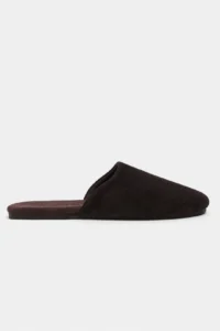 Nisantasi Shoes Modi DARK Brown Suede Leather Flat Sole Closed Women Slippers - Image 4