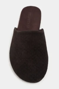 Nisantasi Shoes Modi DARK Brown Suede Leather Flat Sole Closed Women Slippers - Image 5