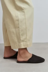 Nisantasi Shoes Modi DARK Brown Suede Leather Flat Sole Closed Women Slippers - Image 9