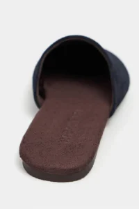 Nisantasi Shoes MODI NAVY BLUE Suede Leather Flat Sole Closed Women Slippers - Image 5