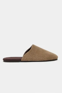 Nisantasi Shoes Modi ROME BEIGE Suede Leather Flat Sole Closed Women Slippers