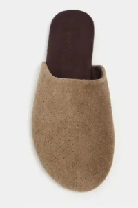 Nisantasi Shoes Modi ROME BEIGE Suede Leather Flat Sole Closed Women Slippers - Image 4