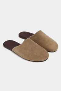 Nisantasi Shoes Modi ROME BEIGE Suede Leather Flat Sole Closed Women Slippers - Image 6