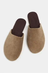 Nisantasi Shoes Modi ROME BEIGE Suede Leather Flat Sole Closed Women Slippers - Image 7