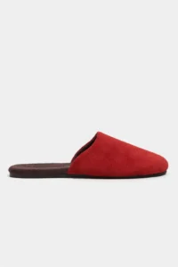 Nisantasi Shoes MODI Red SUEDE Leather Flat Sole Closed Women Slippers - Image 4