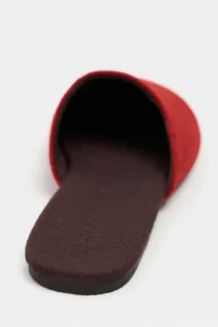 Nisantasi Shoes MODI Red SUEDE Leather Flat Sole Closed Women Slippers - Image 6