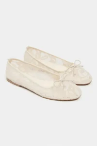 Nisantasi Shoes Magni Beige Lace Embroidered Fiyonk Detailed Women Flats - Image 6