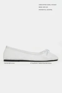 Nisantasi Shoes Magni WHITE Lace Embroidered Fiyonk Detailed Women Flats - Image 3