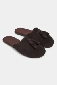 Nisantasi Shoes Nella BITTER BROWN GENUINE SUEDE Leather Tassel Detailed Flat Sole Women Slippers - Image 6