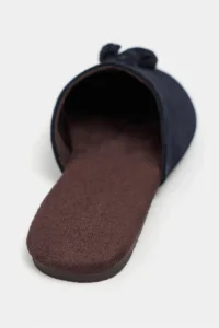 Nisantasi Shoes Nella NAVY BLUE GENUINE Suede Leather Tassel Detailed Flat Sole Women Slippers - Image 5