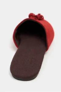 Nisantasi Shoes Nella Red GENUINE SUEDE Leather Tassel Detailed Flat Sole Women Slippers - Image 5