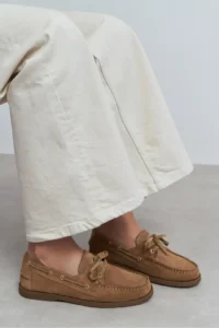 Nisantasi Shoes Maura ROME BEIGE Suede lace Detailed Women Loafer Shoes - Image 8