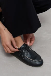 Nisantasi Shoes Rodeo Black MATTE lace Detailed Women Loafer Shoes - Image 10