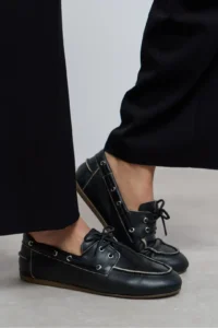 Nisantasi Shoes Rodeo Black MATTE lace Detailed Women Loafer Shoes - Image 2