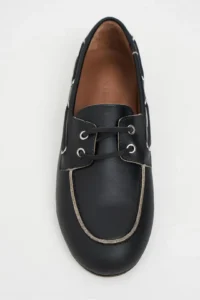 Nisantasi Shoes Rodeo Black MATTE lace Detailed Women Loafer Shoes - Image 4