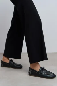 Nisantasi Shoes Rodeo Black MATTE lace Detailed Women Loafer Shoes - Image 9