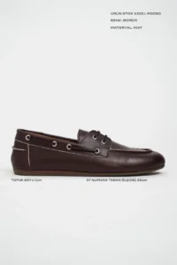 Nisantasi Shoes Rodeo Burgundy MATTE lace Detailed Women Loafer Shoes - Image 3
