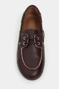 Nisantasi Shoes Rodeo Burgundy MATTE lace Detailed Women Loafer Shoes - Image 4
