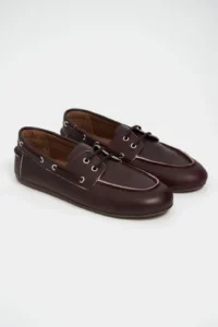 Nisantasi Shoes Rodeo Burgundy MATTE lace Detailed Women Loafer Shoes - Image 6