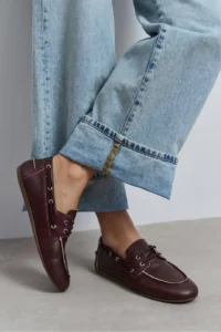 Nisantasi Shoes Rodeo Burgundy MATTE lace Detailed Women Loafer Shoes - Image 7