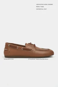 Nisantasi Shoes Rodeo Tan MATTE lace Detailed Women Loafer Shoes - Image 3