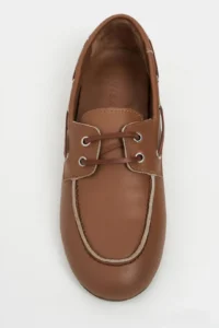 Nisantasi Shoes Rodeo Tan MATTE lace Detailed Women Loafer Shoes - Image 4