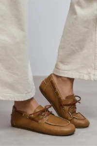 Nisantasi Shoes Rodeo Tan MATTE lace Detailed Women Loafer Shoes - Image 7