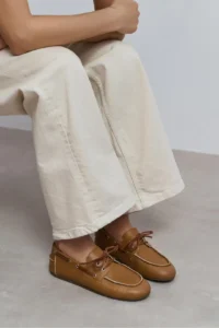Nisantasi Shoes Rodeo Tan MATTE lace Detailed Women Loafer Shoes - Image 8