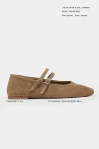 Nisantasi Shoes James ROME BEIGE Suede Leather Flat Sole Women Flats - Image 2