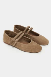 Nisantasi Shoes James ROME BEIGE Suede Leather Flat Sole Women Flats - Image 3