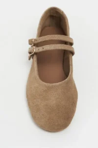 Nisantasi Shoes James ROME BEIGE Suede Leather Flat Sole Women Flats - Image 5